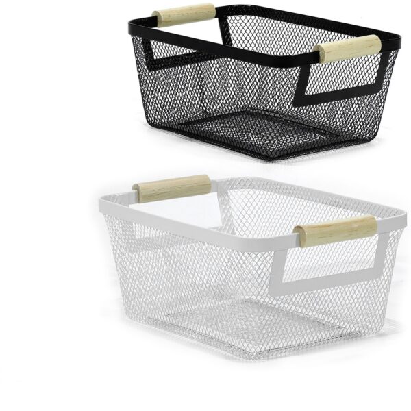 Καλάθι Μαύρο/Λευκό Μέταλλο/Ξύλο 26x11x17.5cm Σε 2 Χρώματα