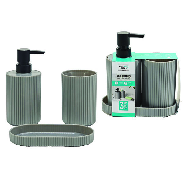 Σετ μπάνιου 3 τεμαχίων πλαστικό γκρι [77727452]