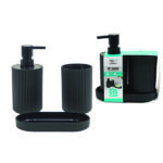 Σετ μπάνιου 3 τεμαχίων πλαστικό μαύρο [77727454]