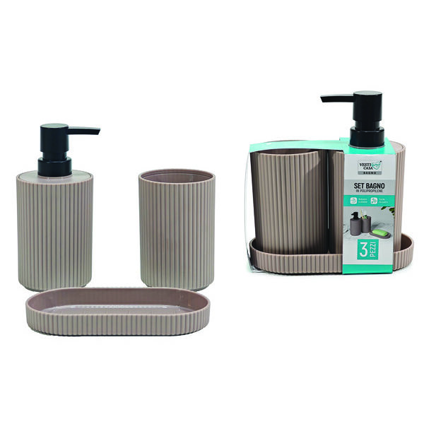 Σετ μπάνιου 3 τεμαχίων πλαστικό μπεζ [77727456]