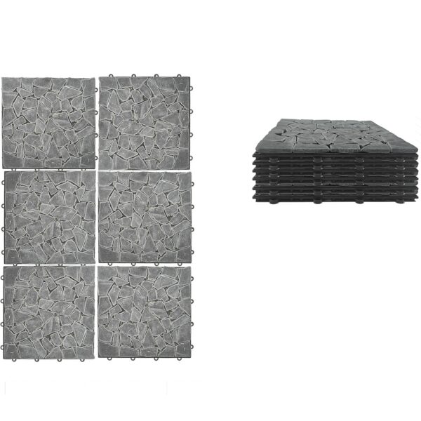 Πλακάκια Δαπέδου Μαύρο Πέτρα 30.5x30.5x2cm 6Τμχ