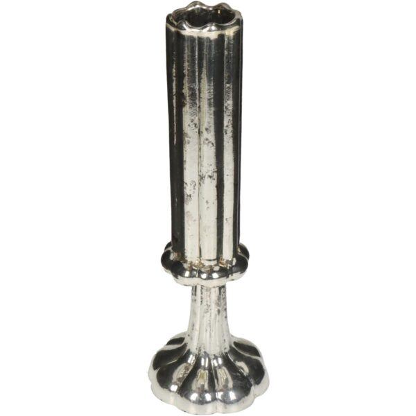 Βάζο ArteLibre Φλάουτο Χειροποίητο Ασημί Γυαλί 9x9x26.5cm