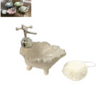 Σετ αντλία κρεμοσάπουνου κεραμική ''φύλλο'' με σφουγγαράκι χεριών 14 X 12cm [00402621]