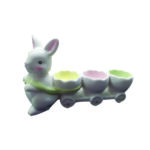 Κεραμικό λαγουδάκι με καρότσι-αυγοθήκη 3 θέσεων [10502142]