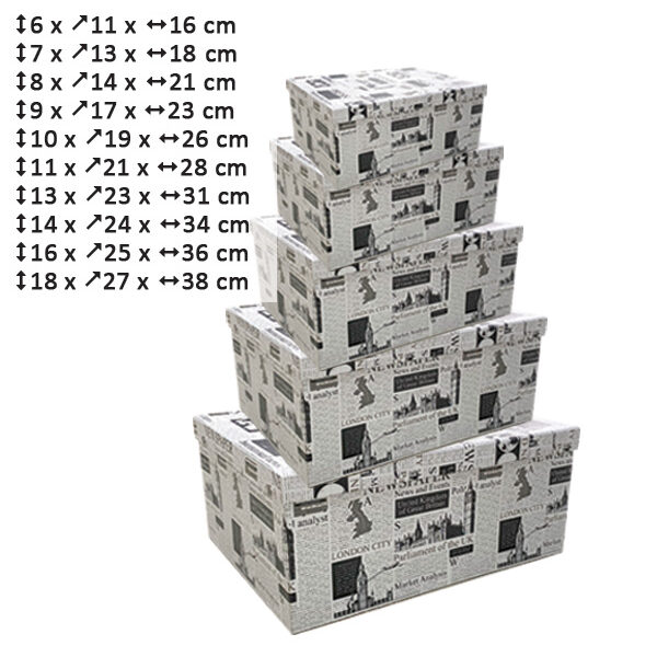 Σετ 10 χάρτινα παραλληλόγραμα κουτιά αποθήκευσης εφημερίδα [11401259]