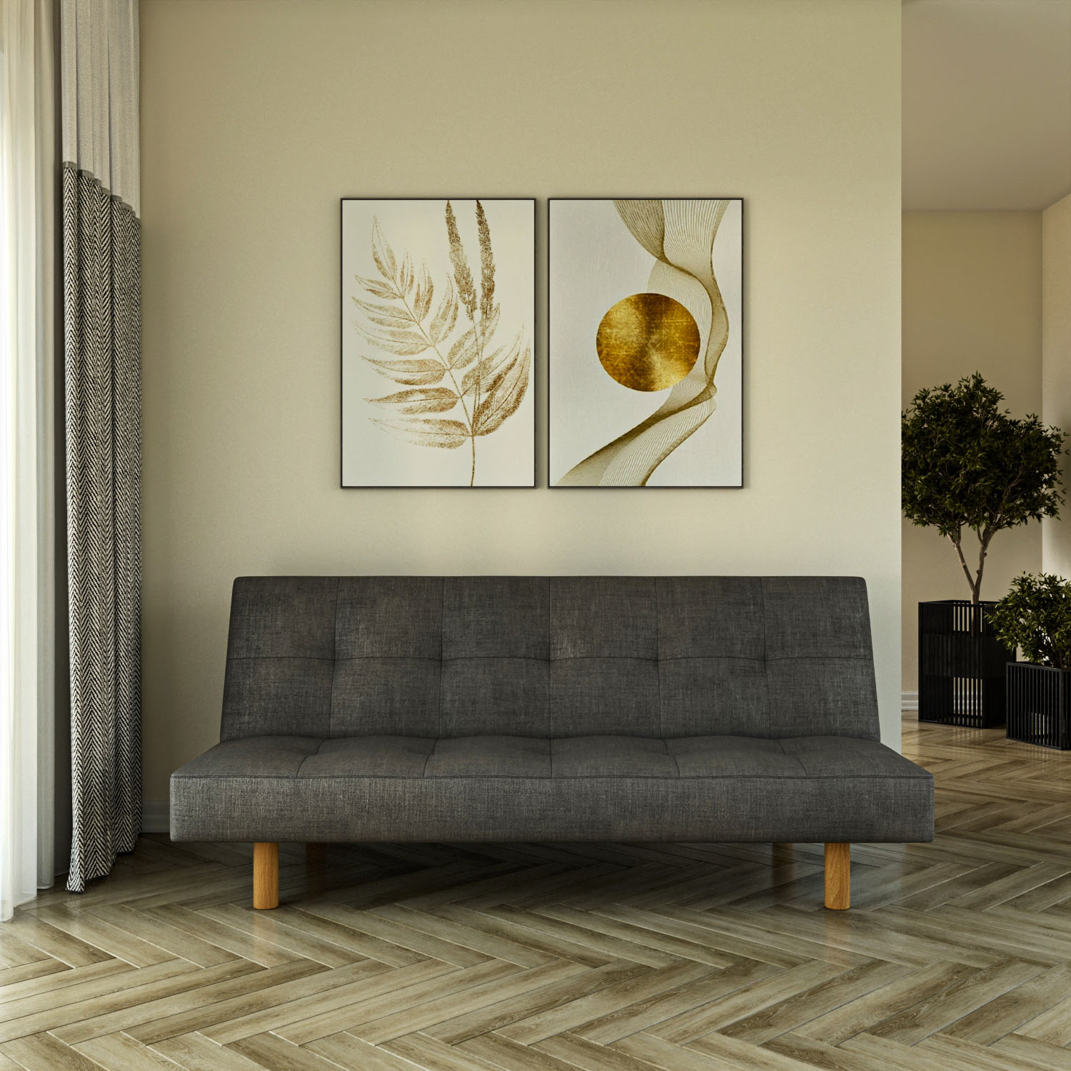 13735 Καναπές Κρεβάτι Hermes Τριθέσιος Γκρι 180x95x82cm - Image 1