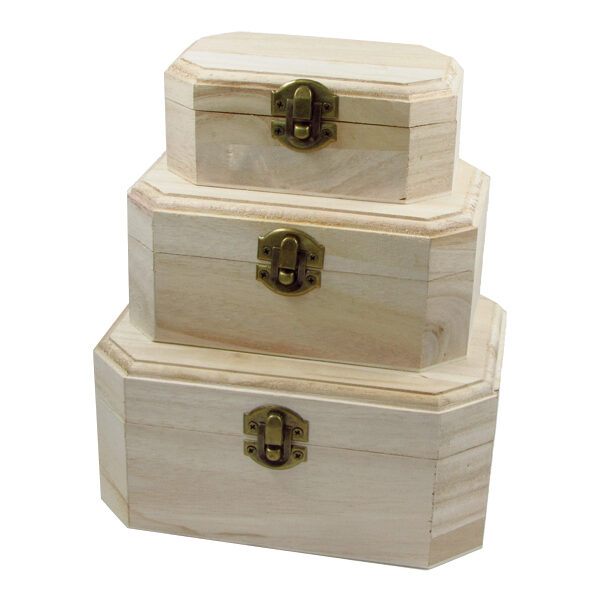Σετ 3 ξύλινα αλουστράριστα κουτιά [20601239]