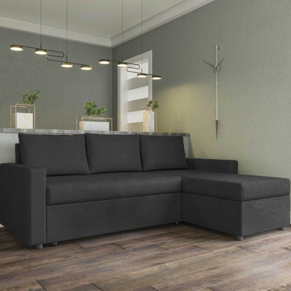 Concept Γωνιακός Καναπές Κρεβάτι με Αναστρέψιμη Γωνία & Αποθηκευτικό Χώρο Γκρι 218x153x80cm.