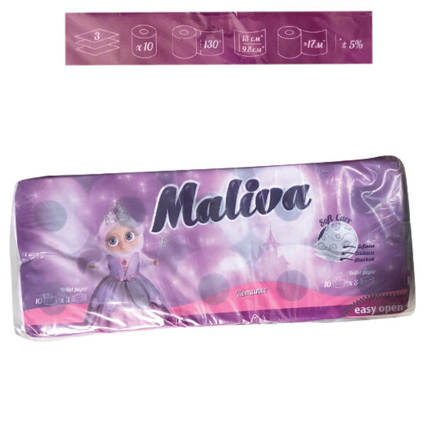 Σετ 10 ρολλά τρίφυλλο χαρτί υγείας Maliva αρωματικό 80gr [70501214]