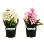 Γλαστράκι πλαστικό με λουλούδια 22cm [87059503072]