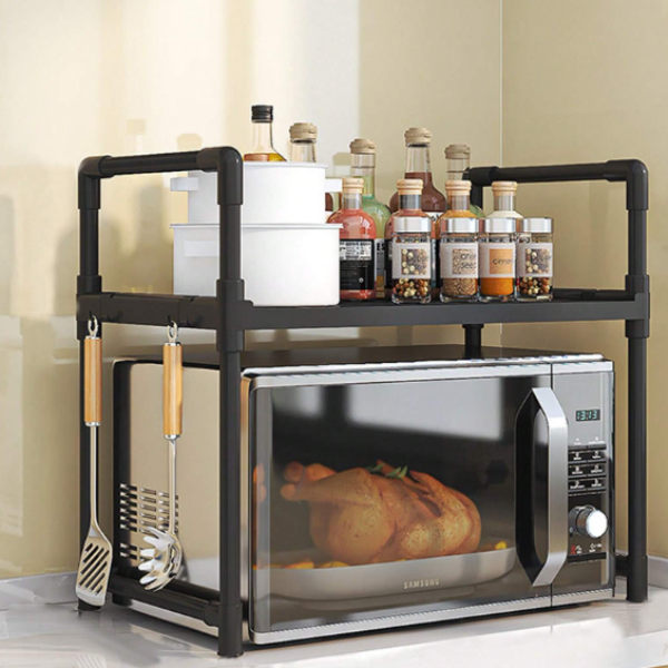 2-tier_storage_rack_black_1_b211-bb Ράφι πάγκου κουζίνας πολλαπλών χρήσεων μαύρο YH-6616-1 OEM - Image 1