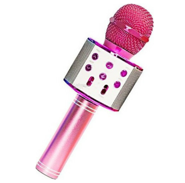 858_pink_3tf9-3f Ασύρματο bluetooth μικρόφωνο με ενσωματωμένο ηχείο και καραόκε φούξια WS-858 OEM - Image 1