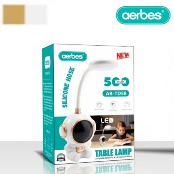AB-TD58_1_u3g3-z6 Επαναφορτιζόμενη επιτραπέζια λάμπα LED Αστροναύτης λευκό-χρυσό AB-TD58 AERBES Aerbes - Image 1