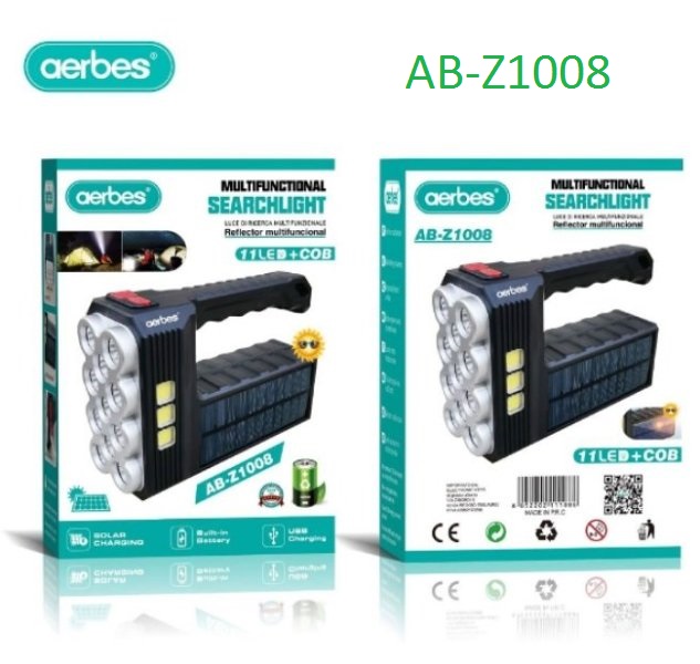 AB-Z1008_1_utw7-yp Φορητός επαναφορτιζόμενος ηλιακός φακός 11LED+COB AB-Z1008 OEM - Image 1