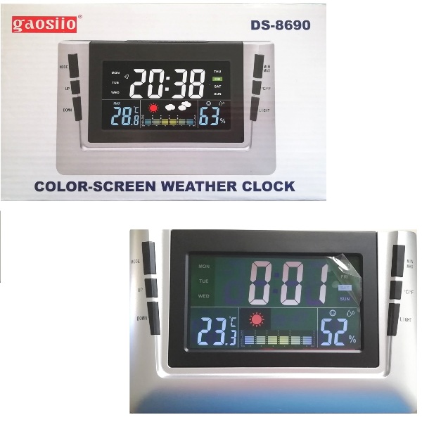 DIGITAL_WEATHER_CLOCK_1_tk8m-p6 Επιτραπέζιο ψηφιακό ρολόι σταθμός καιρού με έγχρωμη οθόνη ασημί DS-8690 OEM - Image 1
