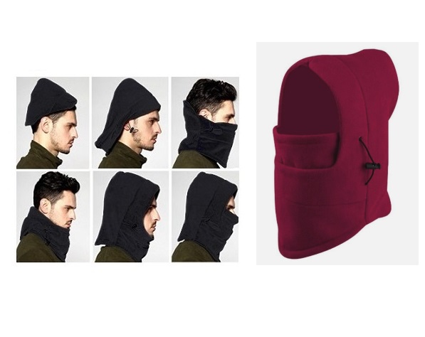 Fleece_red_92lb-nz Ζεστή Κουκούλα Fleece 6 σε 1 σκούρο κόκκινο 38411-10 OEM - Image 1