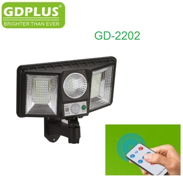 GD-2202_2_p65h-w3 Ηλιακός προβολέας τοίχου με αισθητήρα κίνησης και τηλεχειριστήριο 137 LED GD-2202 GDPLUS GDplus - Image 1