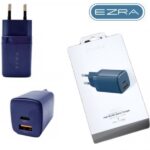 Διπλός φορτιστής με θύρα USB και θύρα Type-C 20W μπλε HC60 EZRA EZRA