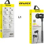 Super bass στερεοφωνικά αθλητικά ακουστικά 3,5mm μαύρο L1 AWEI AWEI