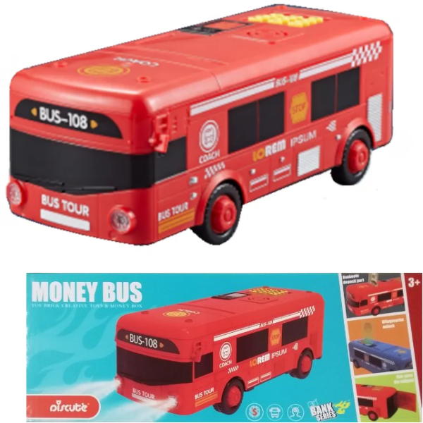 MONEY_BUS_1_pjvl-j1 Ηλεκτρονικός κουμπαράς Κόκκινο Λεωφορείο DSM-6697 OEM - Image 1