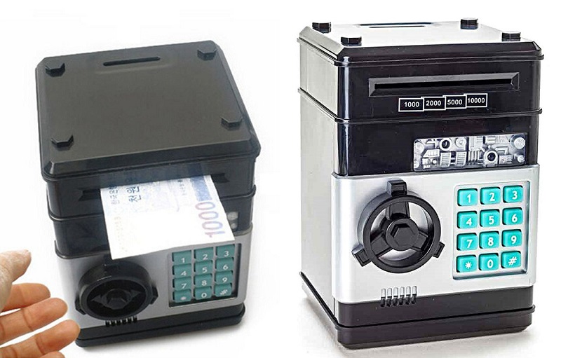 Ηλεκτρονικός κουμπαράς mini ΑΤΜ με κωδικό ασφαλείας, μαύρος  0375 OEM - Image 1