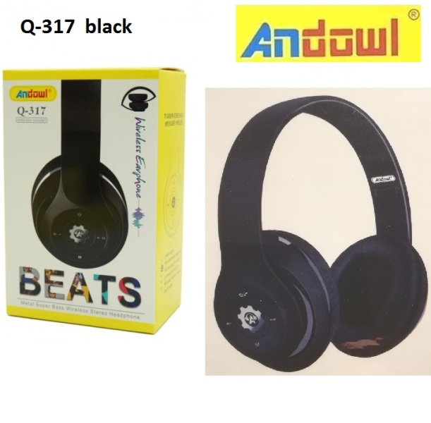 Q-317_1_i7rn-40 Επαναφορτιζόμενα ασύρματα ακουστικά κεφαλής μαύρα Q-317 ANDOWL Andowl - Image 1