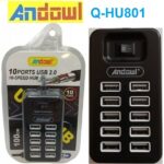 10 θύρες Hi-Speed HUB USB 2.0 μαύρο Q-HU801 ANDOWL Andowl