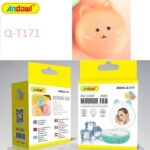 Επαναφορτιζόμενος μίνι ανεμιστήρας με φως LED και καθρέφτη ροζ Q-T171 ANDOWL Andowl