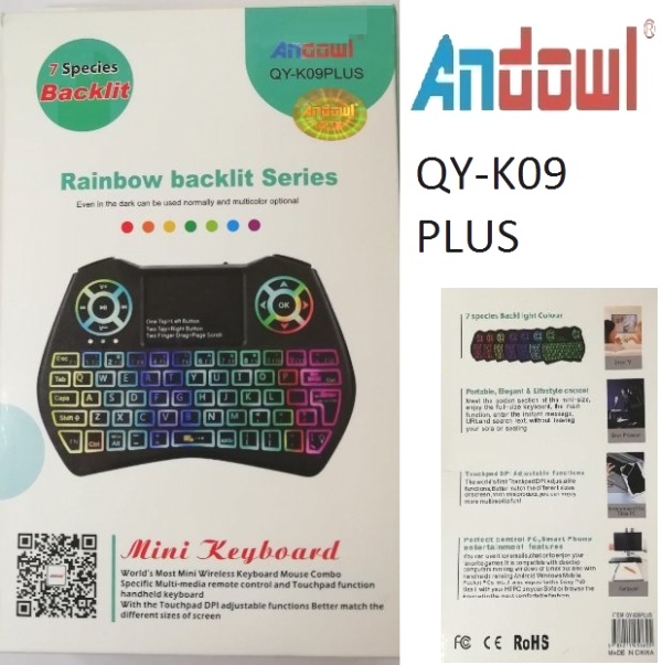 QY-K09PLUS_1 Επαναφορτιζόμενο μίνι ασύρματο πληκτρολόγιο 7RGB QY-K09PLUS ANDOWL Andowl - Image 1