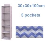 Υφασμάτινος κρεμαστός διοργανωτής ντουλάπας 5 ράφια 30x30x100cm μωβ SDS-2820 OEM