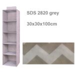 Υφασμάτινος κρεμαστός διοργανωτής ντουλάπας 5 ράφια 30x30x100cm γκρι SDS-2820 OEM