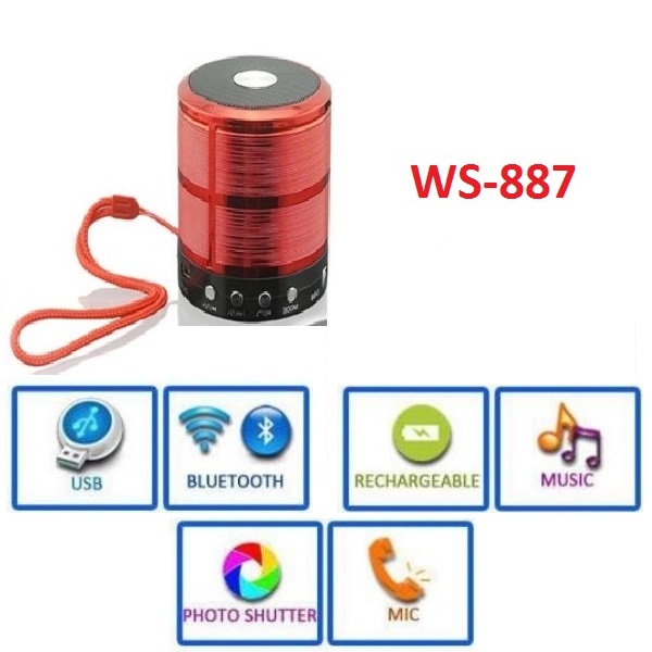 WS-887_red_1_i2p9-c6_2o75-iw Ασύρματο μίνι ηχείο Bluetooth με εξαιρετική ποιότητα ήχου και ισχυρά μπάσα κόκκινο WS-887 OEM - Image 1
