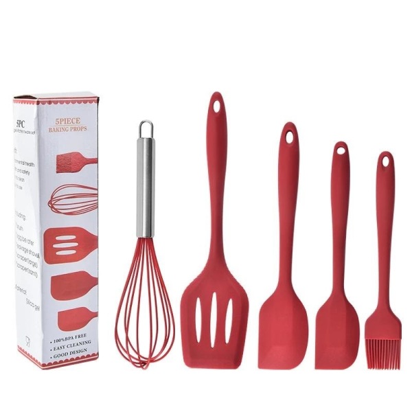 baking_props_white_red_1_g2lu-44 Σετ ψησίματος σιλικόνης 5 τεμαχίων κόκκινο OEM - Image 1
