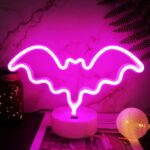 LED επιτραπέζιο φωτιστικό νέον με βάση Νυχτερίδα ροζ OEM