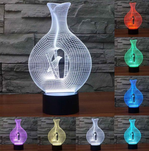 bird_vase_2_ae1d-ks Τρισδιάστατο 3D επιτραπέζιο φωτιστικό LED 7 χρωμάτων Πουλί στο βάζο OEM - Image 1