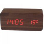 Μεγάλο ξύλινο ορθογώνιο επιτραπέζιο ρολόι σκούρο καφέ με κόκκινα ψηφία OEM