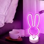 LED επιτραπέζιο φωτιστικό νέον με βάση Κουνελάκι ροζ 00840 OEM
