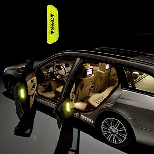 car_door_tape_yellow_4_70p4-n4 Ανακλαστική ταινία πόρτας οχήματος υψηλής αντοχής "OPEN" 6τεμαχίων 96x25mm OEM - Image 1