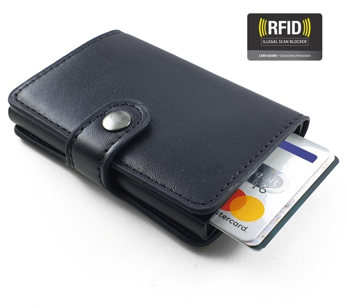 card_guard_1_j42q-rr Πορτοφόλι πιστωτικών καρτών δερματίνης με μεταλλική θήκη RFID OEM - Image 1
