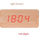 Ξύλινο ψηφιακό ρολόι XL LED ανοιχτό καφέ με κόκκινα ψηφία OEM