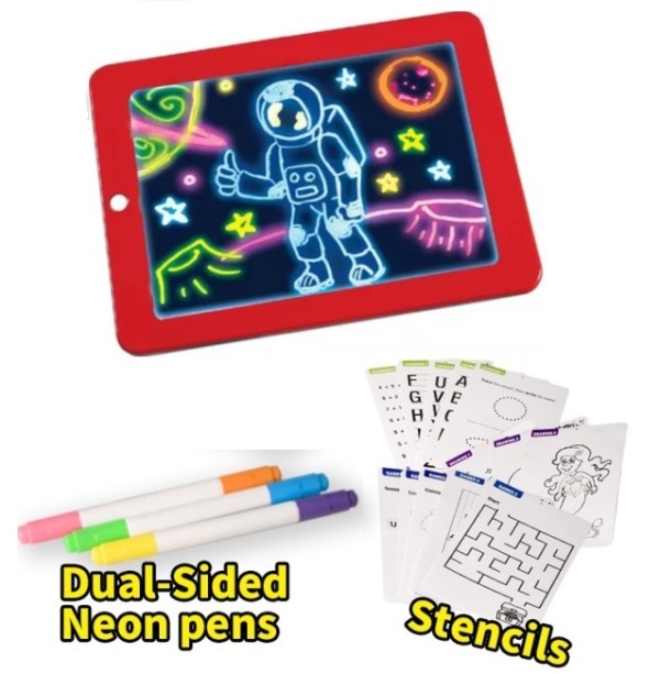 magic_pad_red Μαγικός φωτιζόμενος πίνακας ζωγραφικής κόκκινος OEM - Image 1