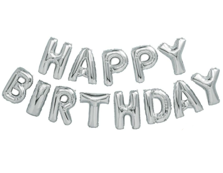 silver_balloons_mhla-ih Μπαλόνια γενεθλίων Happy birthday ασημί OEM - Image 1