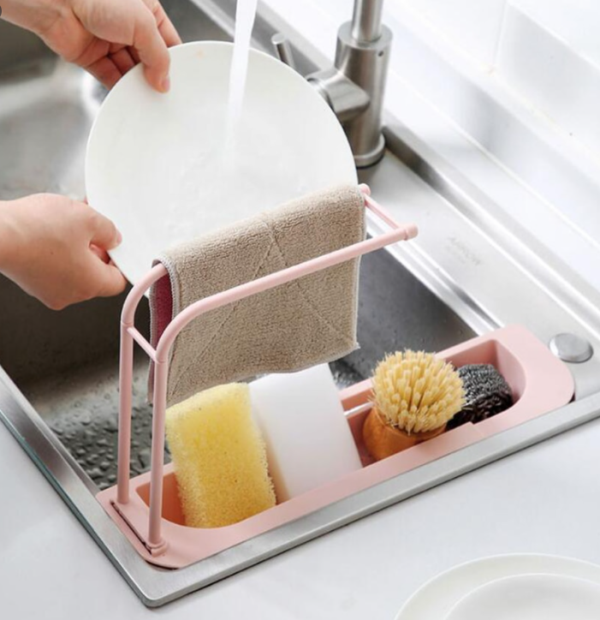 sink_9 Ρυθμιζόμενο ράφι νεροχύτη κουζίνας, ροζ OEM - Image 1
