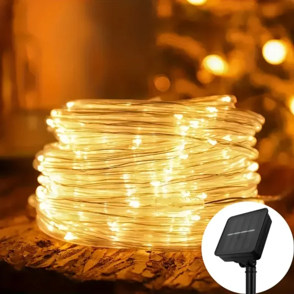 Hλιακός Χριστουγεννιάτικος φωτοσωλήνας led Λευκό Θερμό 10m – 200led