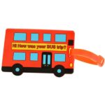 Χαριτωμένες ετικέτες σιλικόνης αναγνώρισης αποσκευών "Αγγλικό λεωφορείο" OEM