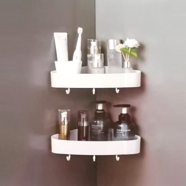 Αυτοκόλλητο γωνιακό ράφι τοίχου λευκό W746 OEM