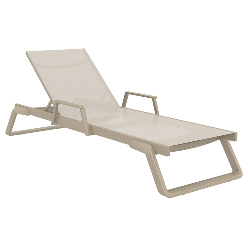 0009725 TROPIC ΞΑΠΛΩΣΤΡΑ ΜΕ ΜΠΡΑΤΣΑ TAUPE/TAUPE ΑΛΟΥΜ-ΠΟΛ/ΝΙΟΥ 210X72X31εκ. - Image 1