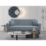 MELINA GREY ΥΦΑΣΜΑ 3ΘΕΣΙΟΣ ΚΑΝΑΠΕΣ/ΚΡΕΒΑΤΙ ΜΕ ΑΠΟΘ.ΧΩΡΟ 210X80X75εκ.