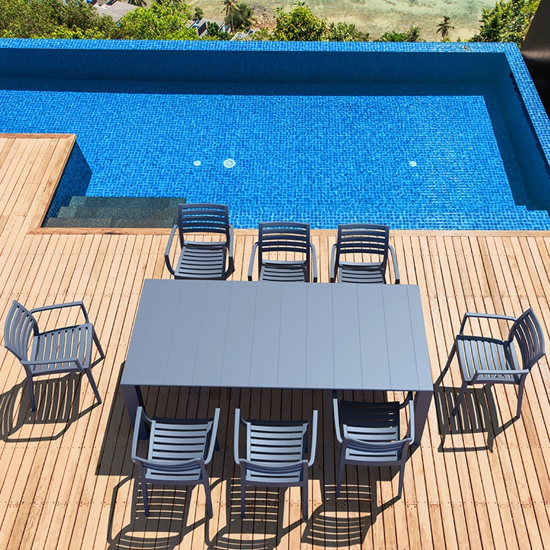 0010195 Σετ Τραπεζαρίας 9τμχ Vegas Artemis Dark Grey 100X180/220Χ75εκ. - Image 1