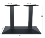 LIMA 70Χ40Χ72εκ.(Π/Ρ)ΜΑΚΡ/ΝΗ ΒΑΣΗ ΜΕΤΑΛΛΙΚΗ ΜΕ ΡΕΓ/ΡΟΥΣ ΜΑΥΡΗ - Image 2
